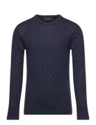 Merino Classic Pointelle Blouse Tops Knitwear Pullovers Navy Copenhagen Colors