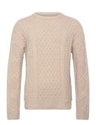 Round Neck Extra Dropped Shoulder Chenille Cable Sweater Tops Knitwear Round Necks Beige Scotch & Soda