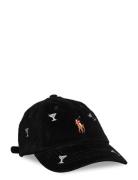 Embroidered Corduroy Ball Cap Accessories Headwear Caps Black Polo Ralph Lauren