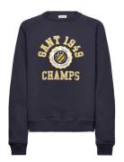 Gant 1949 Raglan C-Neck Tops Sweatshirts & Hoodies Sweatshirts Navy GANT