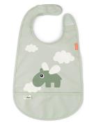 Bib W/Velcro Happy Clouds Green Baby & Maternity Baby Feeding Bibs Sleeveless Bibs Green D By Deer