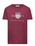 Archive Shield Ss T-Shirt Tops T-Kortærmet Skjorte Burgundy GANT