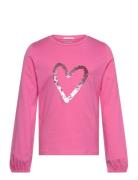 Reversible Sequins Longsleeve Tops T-shirts Long-sleeved T-Skjorte Pink Tom Tailor