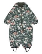 Snow Suit Aop Outerwear Coveralls Snow-ski Coveralls & Sets Green Mikk-line