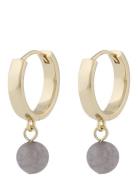 Lara Small Ring Pendant Ear G/Grey Accessories Jewellery Earrings Hoops Gold SNÖ Of Sweden