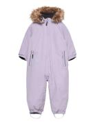 Coverall W. Fake Fur Outerwear Coveralls Snow-ski Coveralls & Sets Purple Color Kids