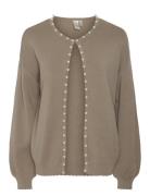 Yasfonny Ls Pearl Knit Cardigan S. - D2D Tops Knitwear Cardigans Beige YAS