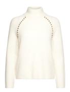 Mmzora Bead Highneck Knit Tops Knitwear Turtleneck Cream MOS MOSH