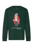 Polo Bear Cotton Long-Sleeve Tee Tops T-shirts Long-sleeved T-Skjorte Green Ralph Lauren Kids