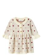 Nbfsaran Ls Knit Dress Heart Lil Dresses & Skirts Dresses Baby Dresses Long-sleeved Baby Dresses Cream Lil'Atelier