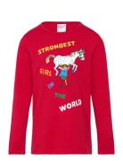 Strongest Girl Tröja Tops T-shirts Long-sleeved T-Skjorte Red Pippi Langstrømpe