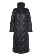 Diamond-Quilted Down Funnelneck Maxicoat Foret Jakke Black Lauren Ralph Lauren