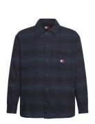 Tjm Badge Check Overshirt Tops Shirts Casual Navy Tommy Jeans