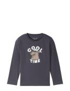 Printed Longsleeve Tops T-shirts Long-sleeved T-Skjorte Grey Tom Tailor