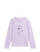 Tulle Artwork Longsleeve Tops T-shirts Long-sleeved T-Skjorte Purple Tom Tailor