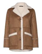 Faux-Shearling & Faux-Suede Coat Outerwear Faux Fur Brown Lauren Ralph Lauren