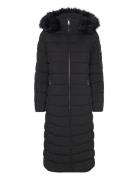 Faux-Fur-Trim Quilted Hooded Coat Foret Jakke Black Lauren Ralph Lauren