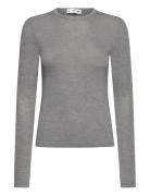 Round-Neck Long-Sleeved T-Shirt Tops T-shirts & Tops Long-sleeved Grey Mango