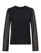 Onlthalia Life Ls Sequins Mix Top Wvn Tops Blouses Long-sleeved Black ONLY