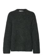 Slfgabella Ls Knit O-Neck Camp Tops Knitwear Jumpers Black Selected Femme