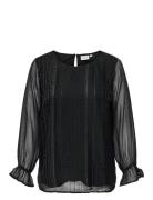 Carazelea L/S O-Neck Top Aop Tops Blouses Long-sleeved Black ONLY Carmakoma