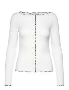 Long-Sleeved T-Shirt With Decorative Seams Tops T-shirts & Tops Long-sleeved White Mango