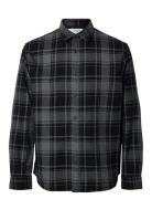 Slhreg-Owen Flannel Mix Shirt Ls Tops Shirts Casual Black Selected Homme