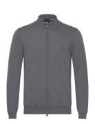 Balonso-L Tops Knitwear Full Zip Jumpers Grey BOSS