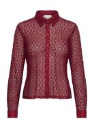 Violamw Lace Shirt Tops Shirts Long-sleeved Burgundy My Essential Wardrobe