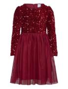 Dress L S Sequins Velvet Top A Dresses & Skirts Dresses Partydresses Red Lindex