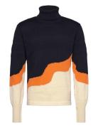 Wool Klemens 3 Colour Knit Tops Knitwear Turtlenecks Navy Mads Nørgaard