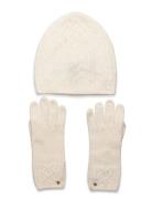 Cable-Knit Beanie & Glove Set Accessories Headwear Beanies Cream Lauren Ralph Lauren