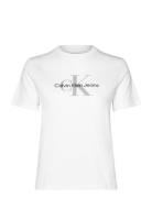 Ss Monologo Crewneck Tee Tops T-shirts & Tops Short-sleeved White Calvin Klein Jeans