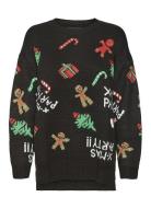 Vmxmasparty Ls H/L O-Neck Pull. Xmas Exc Tops Knitwear Jumpers Black Vero Moda