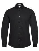 Plain Twill Stretch Shirt L/S Tops Shirts Business Black Lindbergh