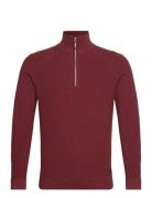 Structured Knit Troyer Tops Knitwear Half Zip Jumpers Burgundy Tom Tailor