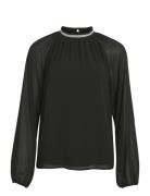 Vianlis High Neck L/S Top/R Tops T-shirts & Tops Long-sleeved Black Vila