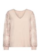 Vmemmaly Ls V- Neck 2-Way Top Jrs Ga Tops T-shirts & Tops Long-sleeved Cream Vero Moda