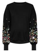 Olmbrooke L/S O-Neck Flower Swt Tops Knitwear Pullovers Black Only Maternity