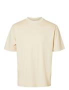 Slhrelax-Dani Ss Interlock Tee Ex Tops T-Kortærmet Skjorte Cream Selected Homme