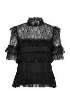 Rachel Blouse Designers Blouses Short-sleeved Black Malina