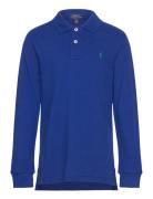 Cotton Mesh Long-Sleeve Polo Shirt Tops T-shirts Polo Shirts Long-sleeved Polo Shirts Blue Ralph Lauren Kids