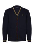 Tipped Pique Texture Cardigan Tops Knitwear Cardigans Navy Fred Perry