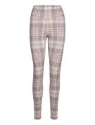 Dusty Violet Plaid Check Tights Sport Running-training Tights Multi/patterned Aim´n