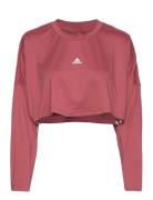 Hyperglam Cut 3-Stripes Lightweight Over D Sweatshirt Sport Crop Tops Long-sleeved Crop Tops Pink Adidas Performance