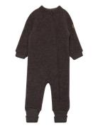 Wool Suit W Rib Outerwear Fleece Outerwear Fleece Coveralls Brown Mikk-line