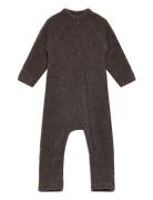 Wool Baby Suit Outerwear Fleece Outerwear Fleece Coveralls Brown Mikk-line