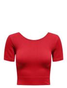 Onpjaia Life Ss 2-Way Crop Seam Top Noos Sport Crop Tops Short-sleeved Crop Tops Red Only Play