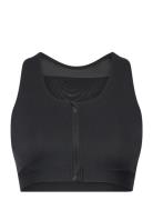 Nb Sleek Medium Support Pocket Zip Front Bra Sport Women Sport Clothing Sport Bras - All Black New Balance