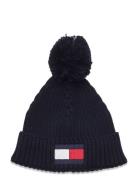 Big Flag Pom Pom Beanie Accessories Headwear Hats Winter Hats Navy Tommy Hilfiger